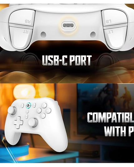 Cosmic Byte Blitz Wireless + Wired Controller for PC, Hall Effect Joystick & Triggers, 1000Hz Polling Rate, Adjustable Vibration, Turbo & Auto Turbo (White)