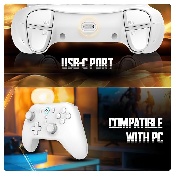 Cosmic Byte Blitz Wireless + Wired Controller for PC, Hall Effect Joystick & Triggers, 1000Hz Polling Rate, Adjustable Vibration, Turbo & Auto Turbo (White)
