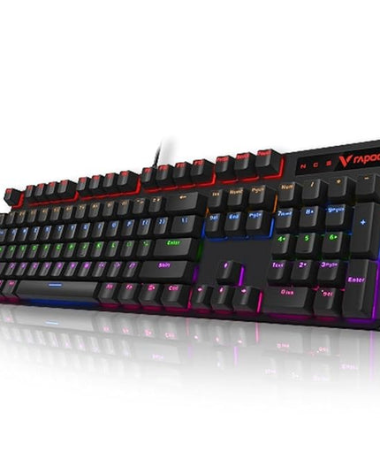RAPOO V500 PRO Full Size RGB Mechanical USB-A Gaming Keyboard -Spill Resistant, Anti-Ghosting, Conflict Free Design, Compatible with Windows, macOS - Black