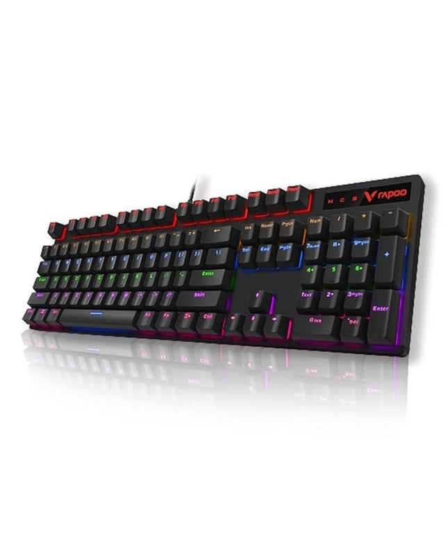 RAPOO V500 PRO Full Size RGB Mechanical USB-A Gaming Keyboard -Spill Resistant, Anti-Ghosting, Conflict Free Design, Compatible with Windows, macOS - Black