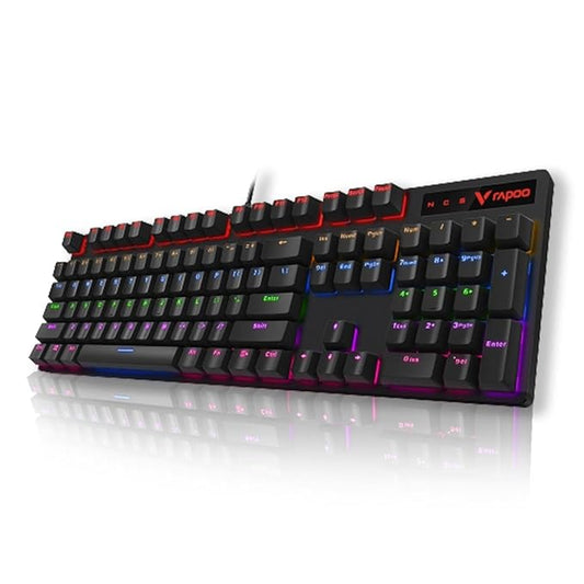 RAPOO V500 PRO Full Size RGB Mechanical USB-A Gaming Keyboard -Spill Resistant, Anti-Ghosting, Conflict Free Design, Compatible with Windows, macOS - Black