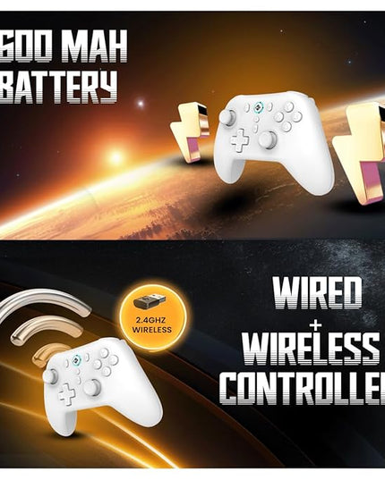 Cosmic Byte Blitz Wireless + Wired Controller for PC, Hall Effect Joystick & Triggers, 1000Hz Polling Rate, Adjustable Vibration, Turbo & Auto Turbo (White)