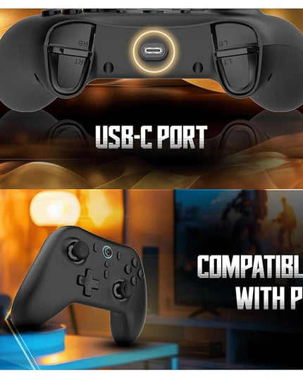 Cosmic Byte Blitz Wireless + Wired Controller for PC, Hall Effect Joystick & Triggers, 1000Hz Polling Rate, Adjustable Vibration, Turbo & Auto Turbo (Black)