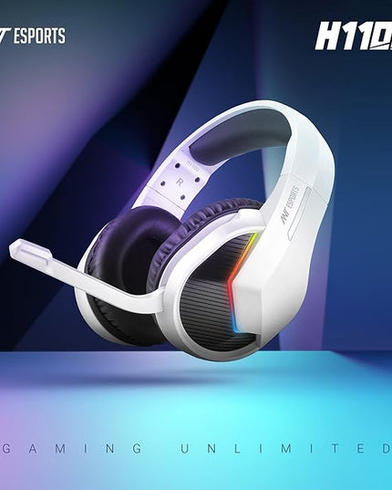 Ant Esports H1100 Pro RGB Wired Over Ear Gaming Headphones for PC / PS4 / PS5 / Xbox One / Switch1 with mic Frost White