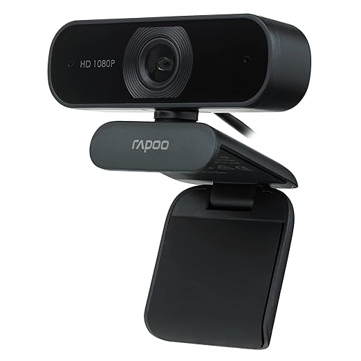 1080P Web Camera, HD Webcam with Microphone, Rapoo C260 USB Computer Camera, Built-in Dual Noise Reduction Mics, 95-degree Wide Angle, Plug and Play, for Zoom/Skype/Teams, Conferencing and Video Calls