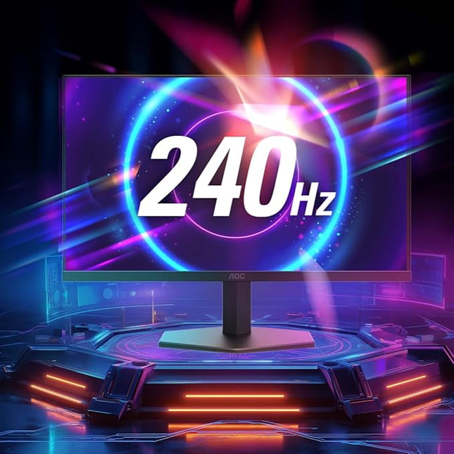 AOC 24G11ZE 23.8" FHD IPS Gaming Monitor - Black | 240Hz Refresh| 0.3ms MPRT, 1920 X 1080|Adaptive Sync| HDR10| 3-Sided Frameless| Low Input lag|Flicker Free| Low Blue Mode