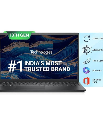 D E L L Inspiron 3530 Thin & Light Laptop, 13th Gen Core i5-1334U Processor, 8GB, 512GB SSD, 15.6" (39.62cm) FHD Display, Standard Keyboard, Win 11+MSO'24 & 15 Month McAfee, Carbon Black, 1.62kg