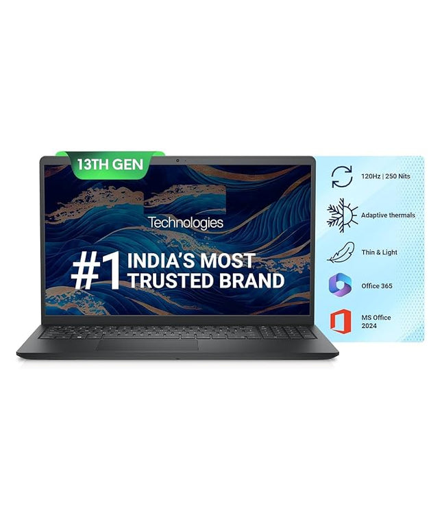 D E L L Inspiron 3530 Thin & Light Laptop, 13th Gen Core i5-1334U Processor, 8GB, 512GB SSD, 15.6" (39.62cm) FHD Display, Standard Keyboard, Win 11+MSO'24 & 15 Month McAfee, Carbon Black, 1.62kg