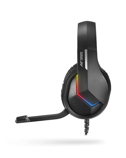 Ant Esports H1100 Pro RGB Wired Over Ear Gaming Headphones with Mic for PC / PS4 / PS5 / Xbox One / Switch1, Carbon Black