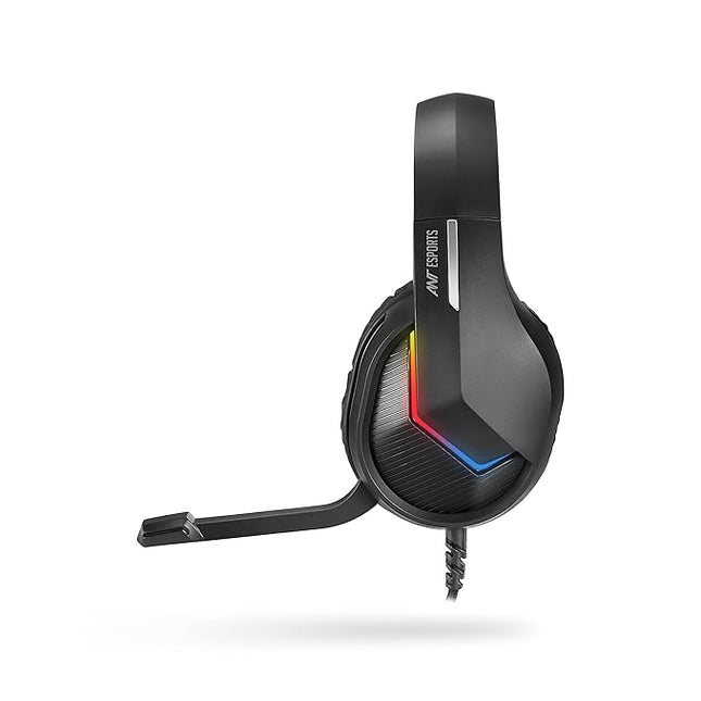 Ant Esports H1100 Pro RGB Wired Over Ear Gaming Headphones with Mic for PC / PS4 / PS5 / Xbox One / Switch1, Carbon Black