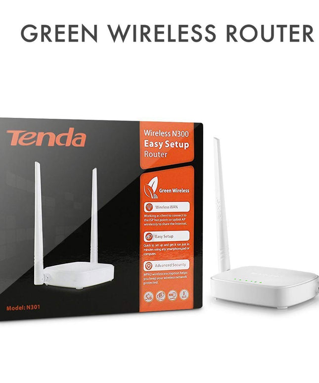 Tenda N301 Wireless-N y Setup Router (White, Not a Modem) - RJ45 (single_band, 100 megabits_per_second)