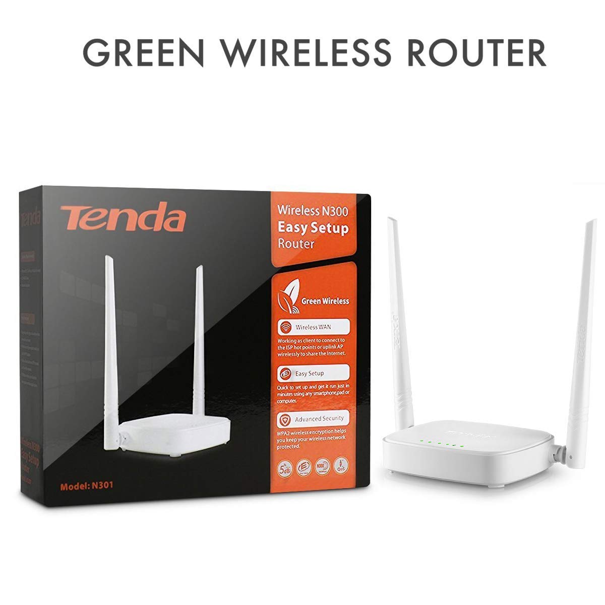 Tenda N301 Wireless-N y Setup Router (White, Not a Modem) - RJ45 (single_band, 100 megabits_per_second)
