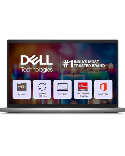 Dell 15, AMD Ryzen 5-7530U, 16GB RAM, 512GB SSD, FHD IPS, 15.6"/39.62cm, Windows 11, MSO 2024, Platinum Silver, 1.67kg, [Dell 15], 120Hz, Standard Keyboard, 15 Month McAfee, Thin & Light, Laptop