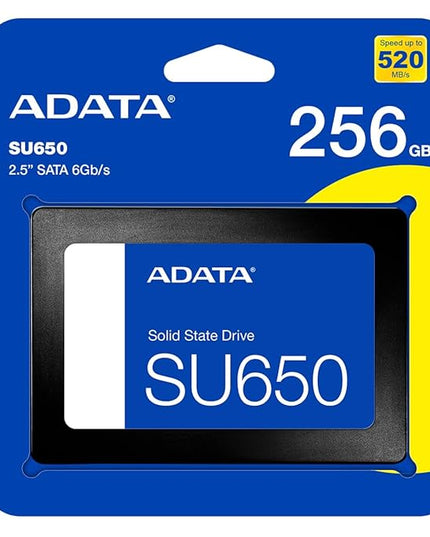 ADATA Ultimate SU650 256GB 2.5” SATA III 6Gb/s Internal SSD | Up to 520MB/s Read & 450MB/s Write | 3D NAND Flash | SLC Caching | Shock & Vibration Resistant | 3-Year Warranty