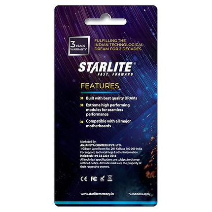 STARLITE 16GB DDR4 RAM for Laptop | 3200MHz SO-DIMM | CL22 | 204-Pin | PC4-25600 High-Speed Laptop Memory Module