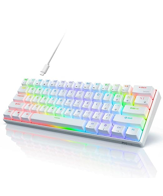 RK ROYAL KLUDGE RK61 Wired 60% Mechanical Gaming Keyboard RGB Backlit Ultra-Compact Brown Switch White