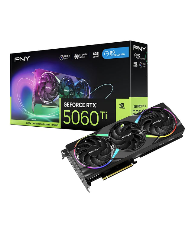 PNY GeForce RTX™ 5060 Ti 8GB ARGB OC Triple Fan DLSS 4 Graphics Card