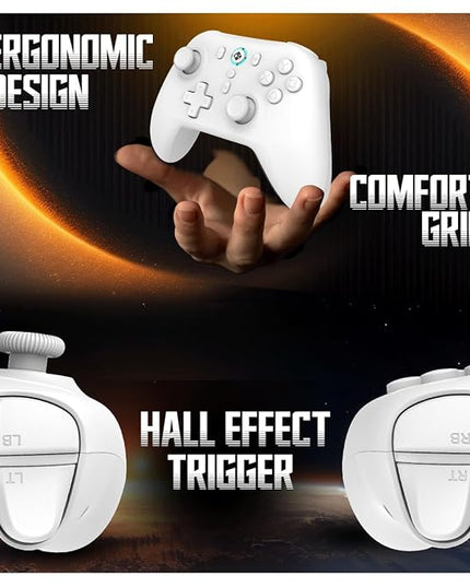 Cosmic Byte Blitz Wireless + Wired Controller for PC, Hall Effect Joystick & Triggers, 1000Hz Polling Rate, Adjustable Vibration, Turbo & Auto Turbo (White)
