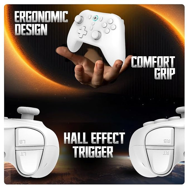 Cosmic Byte Blitz Wireless + Wired Controller for PC, Hall Effect Joystick & Triggers, 1000Hz Polling Rate, Adjustable Vibration, Turbo & Auto Turbo (White)