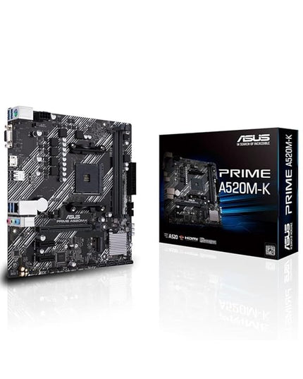 ASUS Prime A520M-K (AMD AM4 DDR4 Socket for AMD Ryzen 5000/5000 G/ 4000 G/ 3000) Micro ATX Motherboard with M.2 Support 1Gb Ethernet HDMI/D-Sub SATA 6Gbps and USB 3.2 Gen 1 Type-A