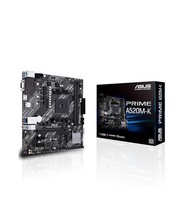 ASUS Prime A520M-K (AMD AM4 DDR4 Socket for AMD Ryzen 5000/5000 G/ 4000 G/ 3000) Micro ATX Motherboard with M.2 Support 1Gb Ethernet HDMI/D-Sub SATA 6Gbps and USB 3.2 Gen 1 Type-A