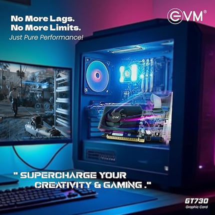 EVM 4GB Nvidia GeForce GT730 Graphics Card - DDR3 - VGA, HDMI, DVI Outputs - High-Resolution 1920x1080 - Heat Sink with Fan - PCIe 2.0 Support - 3 Years Warranty (EVM-GT730)
