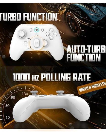 Cosmic Byte Blitz Wireless + Wired Controller for PC, Hall Effect Joystick & Triggers, 1000Hz Polling Rate, Adjustable Vibration, Turbo & Auto Turbo (White)