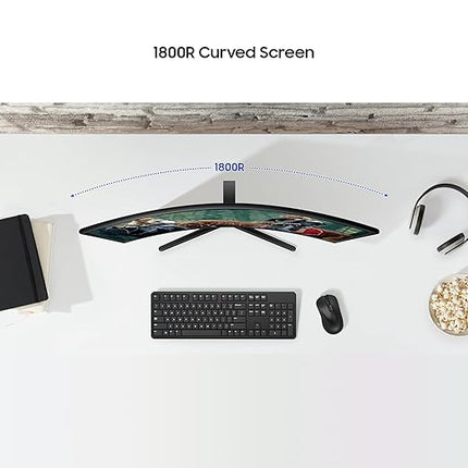 Samsung 27" (68.5cm) 100Hz Curved Monitor|1800R Curved Screen|100Hz|4ms|SRGB 95%|Ports-HDMI,D-Sub,Headphone|Game Mode|EyeSaver Mode|16.7M Color Support|Flicker Free|Off Timer Plus|LS27D368GAWXXL|Black