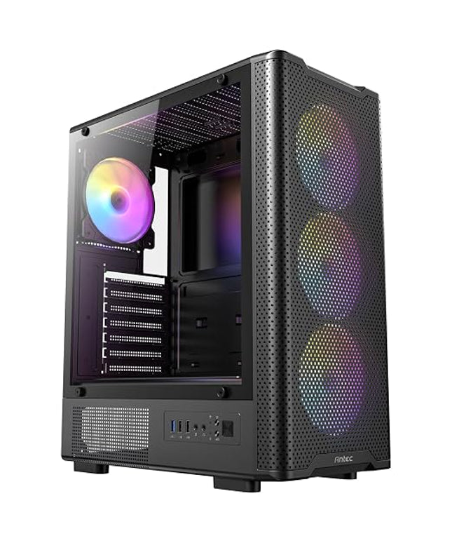 Antec VX310 ARGB ATX Mid Tower PC Case Black High Airflow Mesh 4 ARGB Fans