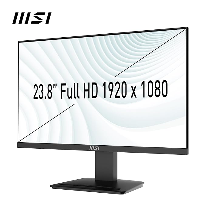 MSI PRO MP2412 23.8 Inch Full HD Office Monitor - 1920 x 1080 Wide View Panel, 100 Hz, Eye-Friendly Screen, VESA Mountable, Display Kit Support, Tilt Adjustable - HDMI 1.4b, DP 1.2a