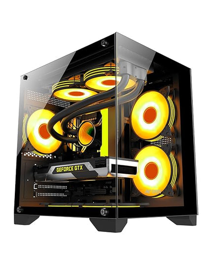 Ant Esports Crystal Z2 Mid-Tower Computer Case/Gaming Cabinet – Black | Support Micro-ATX, Mini-ITX | Pre-Installed 3 ARGB Infinity Mirror Fans