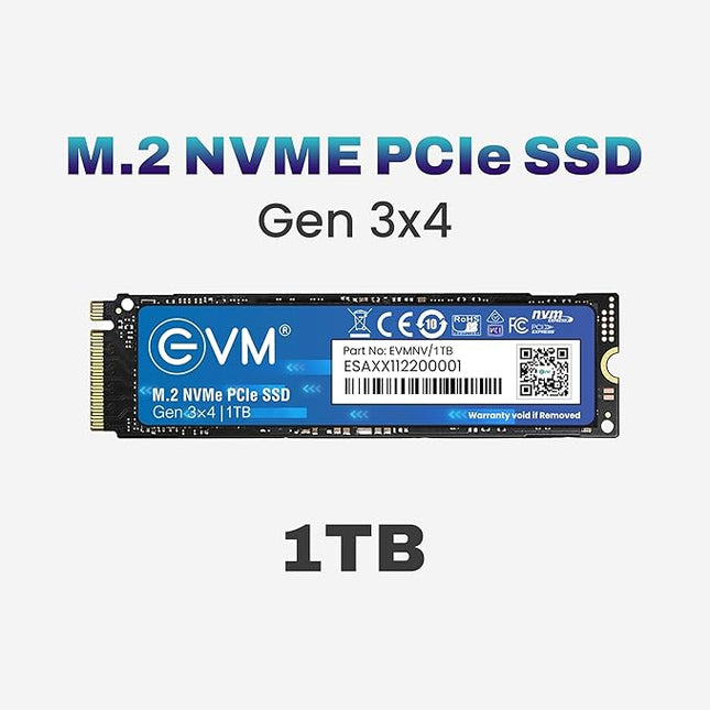 EVM 1TB NVMe Gen 3x4 Internal SSD (2280) – Upto 3500MB/s Read & 2800MB/s Write | PCIe 3.0 M.2 Solid State Drive for Gaming, Laptops & Desktops | Shock Resistant & 5-Year Warranty (EVMNV/1TB)
