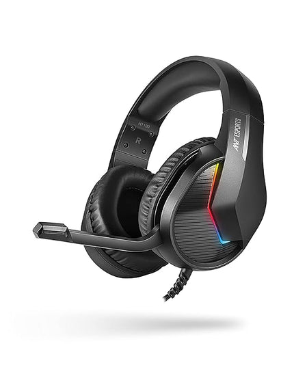 Ant Esports H1100 Pro RGB Wired Over Ear Gaming Headphones with Mic for PC / PS4 / PS5 / Xbox One / Switch1, Carbon Black