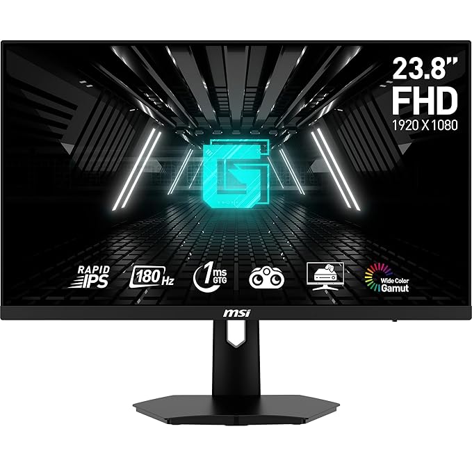 MSI G244F E2 24 Inch FHD Gaming Monitor - 1920 x 1080 Rapid IPS Panel, 180 Hz / 1ms, 118% sRGB Colour Gamut/Adaptive-Sync - DP 1.2a, HDMI 2.0b