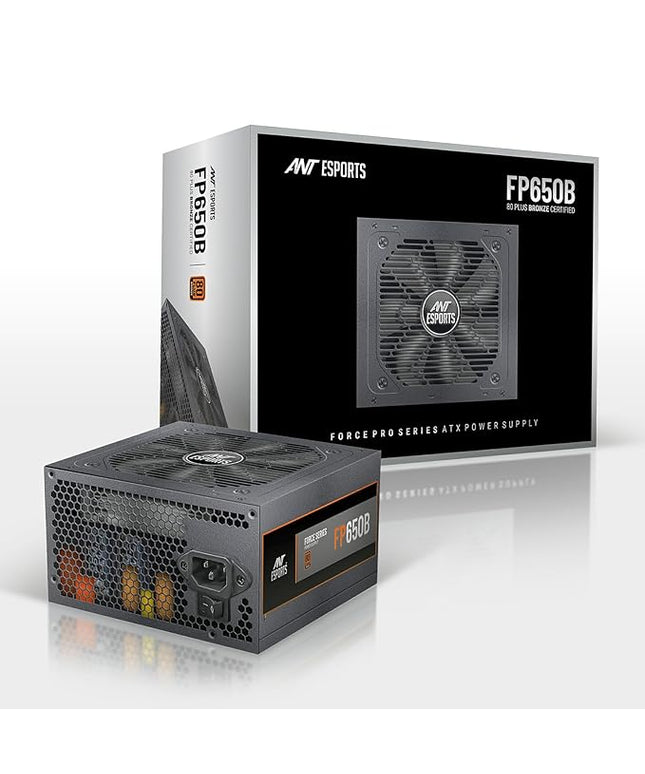 Ant Esports FP650B 80 Plus Bronze Certified Non Modular Gaming Power Supply/PSU with Active PFC, Flat Black Cables and Silent Fan