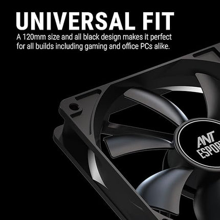 Ant Esports Carbonflow 120mm Case Fan - Black, High Static Pressure, PWM Control, 1300 RPM, 40.0 CFM Airflow