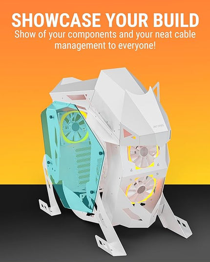 Ant Esports Cypher G5 Mid-Tower ATX Computer Case/Gaming Cabinet - White | Support, Micro-ATX, Mini-ITX | Pre-Installed 5 ARGB-PWM Remote Controlled Fans