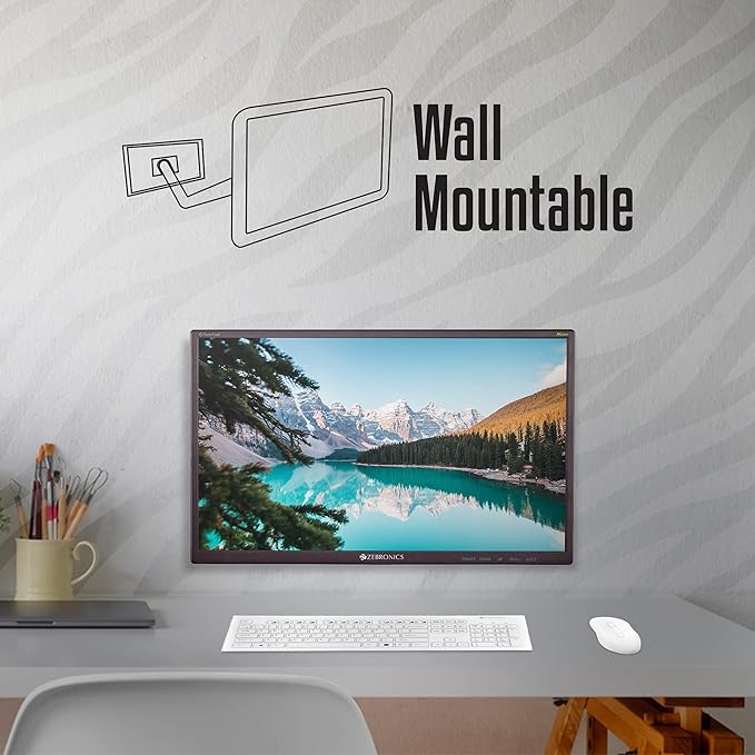 ZEBRONICS Zeb-V19Hd 18.5 Inch (46.99 Cm) Led Monitor with Supporting Hdmi, Vga Input, Hd 1366 X 768 Pixels, 16.7M Colors, Glossy Panel, Slim Design & Wall Mountable, Black