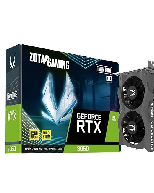 ZOTAC Gaming GeForce RTX 3050 6GB Twin Edge OC Graphics Card - Black | 6 GB | DLSS | GDDR6 | 96 bit | Dual Fan | SFF Ready | ZT-A30510H-10L | Only Graphics Card with 5 Year Warranty