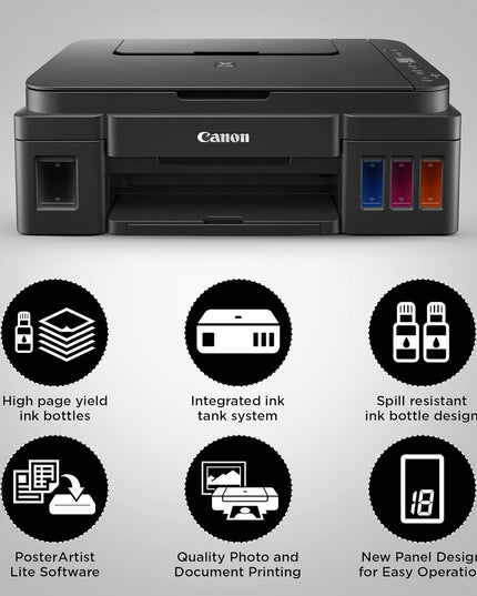 Canon PIXMA MegaTank G2010 All-in-One Ink Tank Colour Printer (Black)