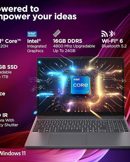Lenovo IdeaPad Slim 3 13th Gen Core i7-13620H 15.3 inch (38.8cm) WUXGA IPS Laptop (16GB RAM/512GB SSD/Windows 11/MSO 365 Basic+Office 2024/Top Metal Cover/Backlit KB/1Yr ADP/Grey/1.6Kg), 83K1016UIN