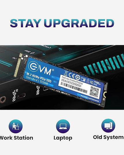 EVM 512GB NVMe Gen 3x4 Internal SSD (2280) – Upto 3500MB/s Read & 2800MB/s Write | PCIe 3.0 M.2 Solid State Drive for Gaming, Laptops & Desktops | Shock Resistant & 5-Year Warranty (EVMNV/512GB)