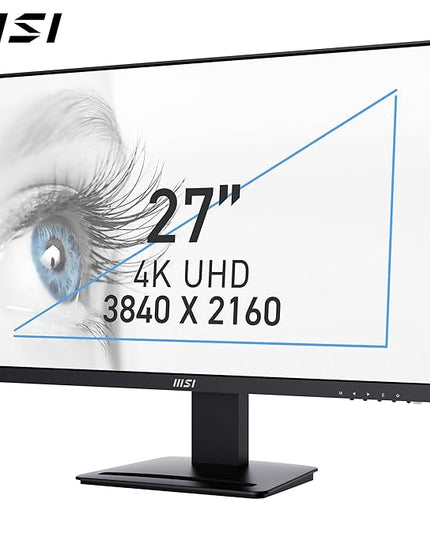 MSI PRO MP273U 27 Inch UHD Office Monitor - 3840 x 2160 IPS Panel, PIP/PBP, Wide Color Gamut, Eye-Friendly Screen, Built-in Speakers, Tilt-Adjustable - HDMI 2.0b, DP (1.4a)