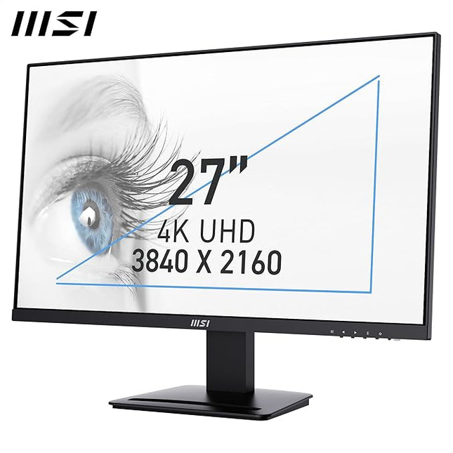 MSI PRO MP273U 27 Inch UHD Office Monitor - 3840 x 2160 IPS Panel, PIP/PBP, Wide Color Gamut, Eye-Friendly Screen, Built-in Speakers, Tilt-Adjustable - HDMI 2.0b, DP (1.4a)