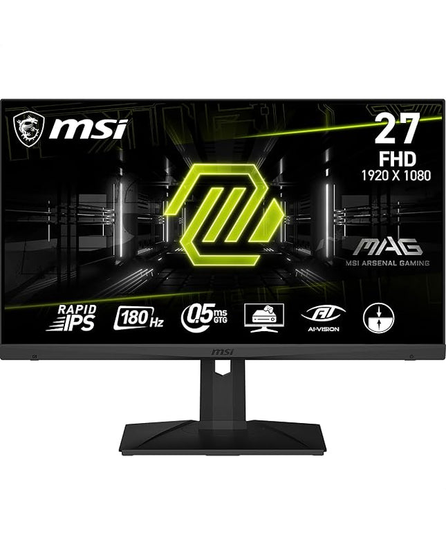 MSI MAG 275F 27 Inch FHD Gaming Monitor - 1920 x 1080 Rapid IPS Panel, 180 Hz / 0.5ms (GtG, Min.),115% sRGB Colour Gamut, Frameless Design, HDR Ready - DisplayPort 1.4, HDMI™