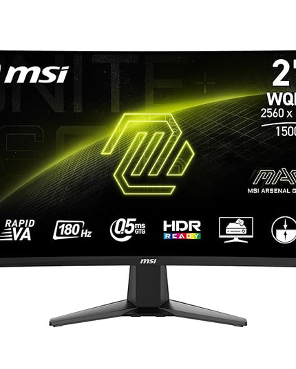 MSI MAG 27CQ6F 27 Inch 2K WQHD Curved Gaming Monitor - 1500R 2560 x 1440 Rapid VA Panel, 180 Hz / 0.5ms (GtG, Min.), Adaptive-Sync - DP 1.4a, HDMI 2.0b CEC