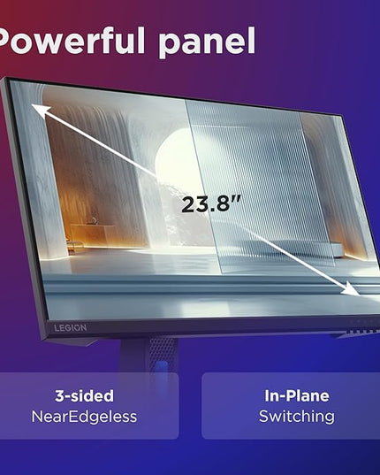 Lenovo Legion R24e | 24" (60.9cm) FHD 180Hz Gaming Monitor | 0.5ms, AMD FreeSync, 99% sRGB, 1xHDMI 2.1 TMDS, 1xDP 1.4| Tilt, Swivel, Pivot, Height Adjust | Black | 67CCGAC4IN