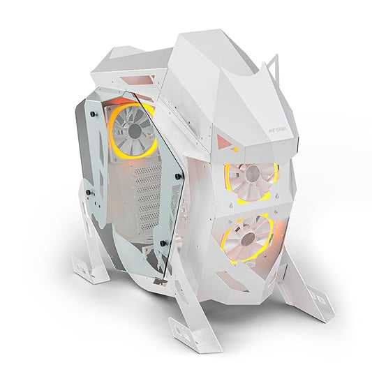 Ant Esports Cypher G5 Mid-Tower ATX Computer Case/Gaming Cabinet - White | Support, Micro-ATX, Mini-ITX | Pre-Installed 5 ARGB-PWM Remote Controlled Fans