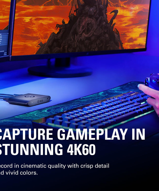 Elgato 4K S – External Capture Card for PS5, Xbox Series X/S, Switch 2, PC, Mac, iPad | 4K60, 1440p120, or 1080p240 Passthrough and Capture, HDR10, VRR, USB-C, Near-Zero Latency