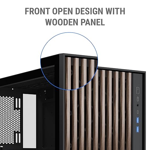 Ant Esports Zen Wood C3 Mid-Tower Computer Case/Gaming Cabinet - Black | Support ATX, Micro-ATX, Mini-ITX